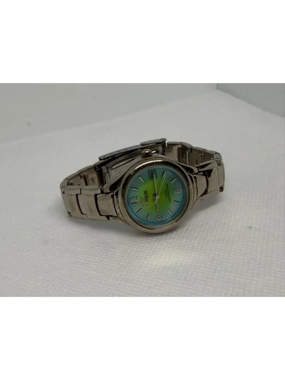 BUM Vintage Women Stainless Steel Analog Watch Gradient Green Yellow Dial BUM002